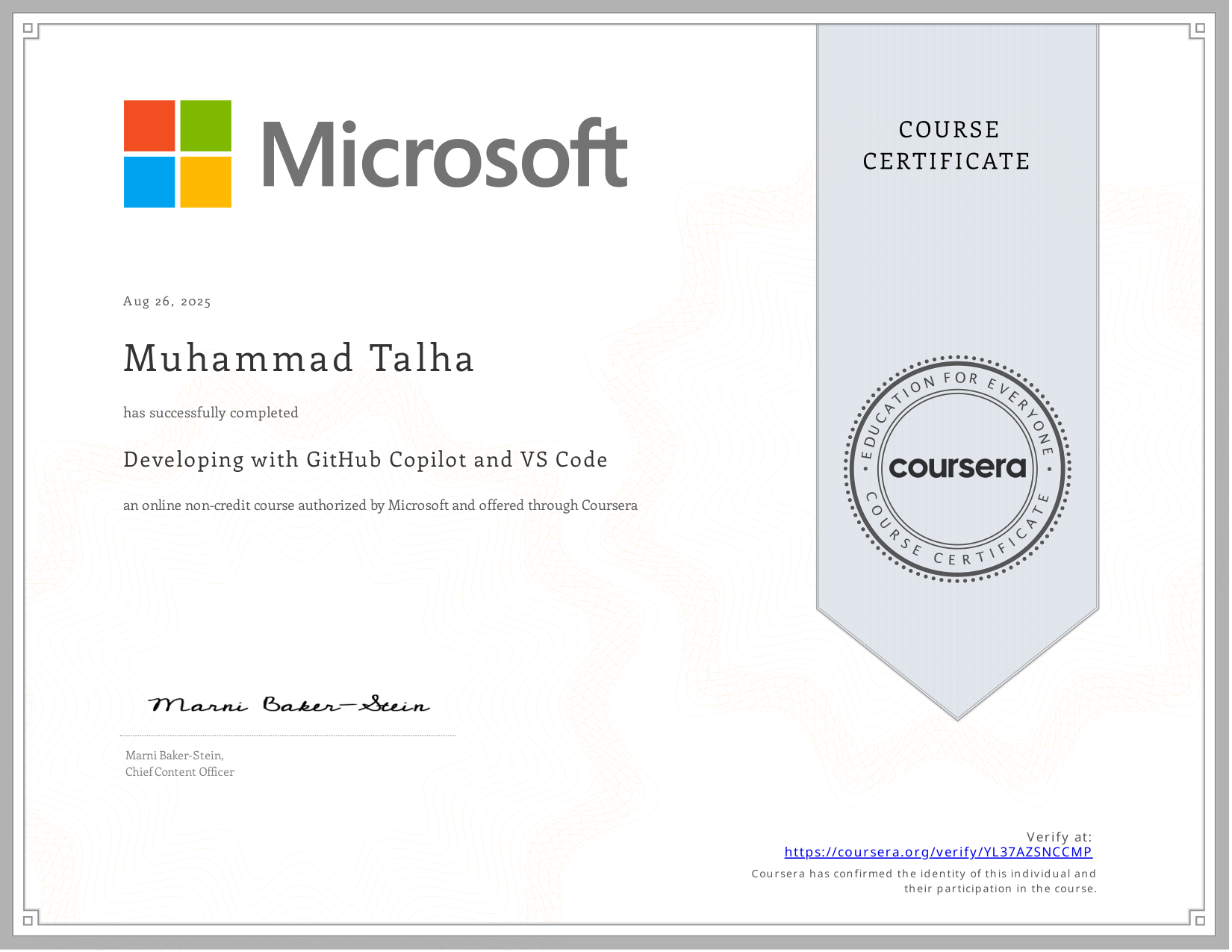 Certificate Preview